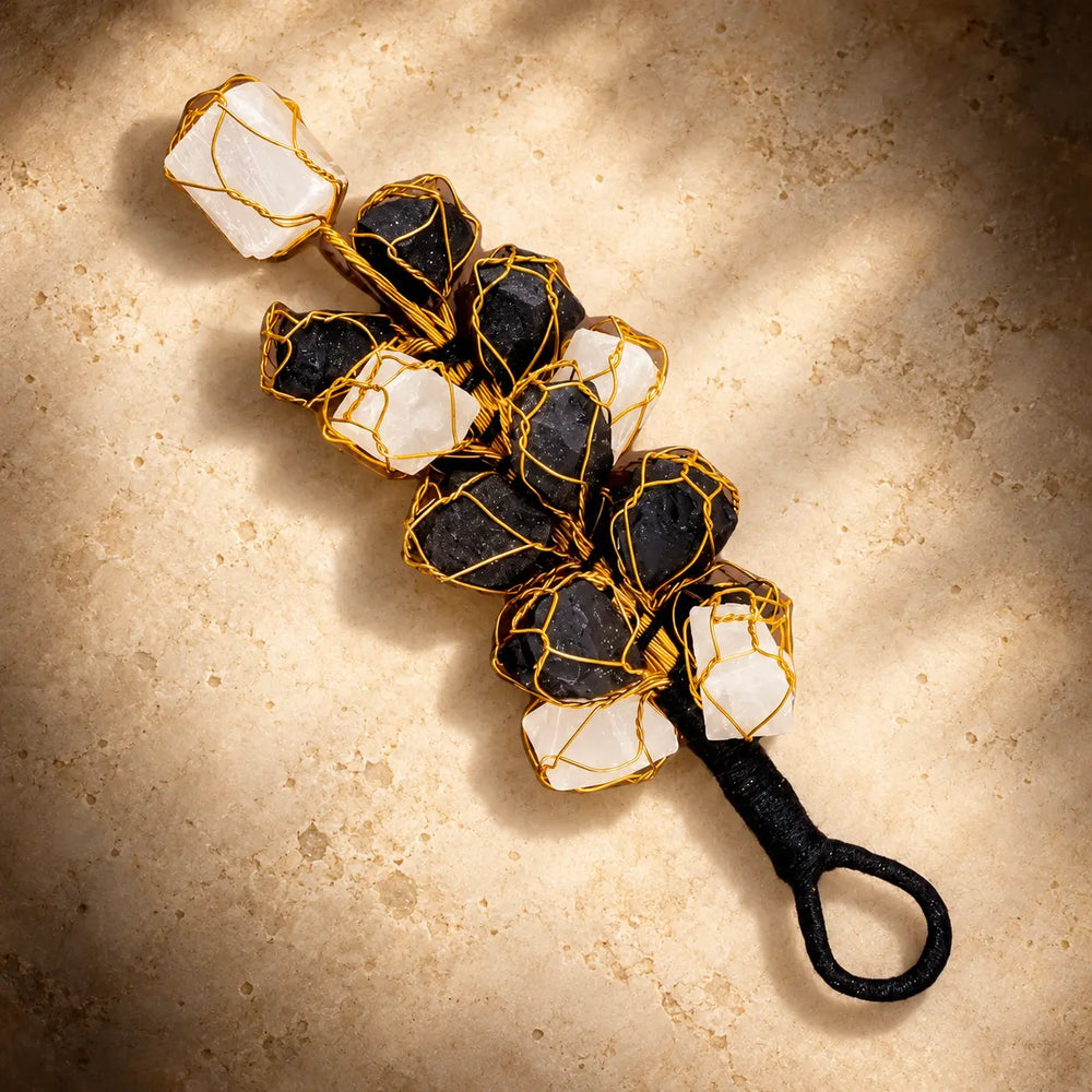 Sacred Sutra Black Tourmaline & Selenite Nazar Battu — Closer view