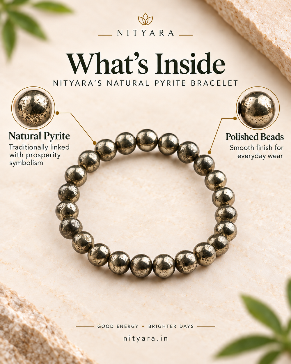 Golden Pyrite Bracelet — Bead character