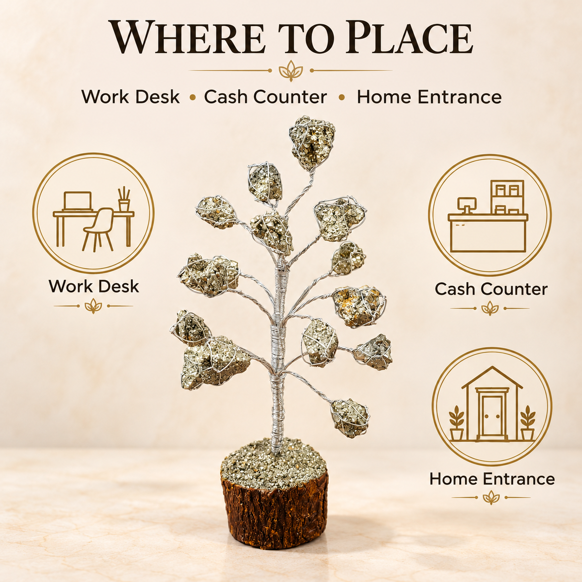 Pyrite Tree placement guide for work desk cash counter and home entrance