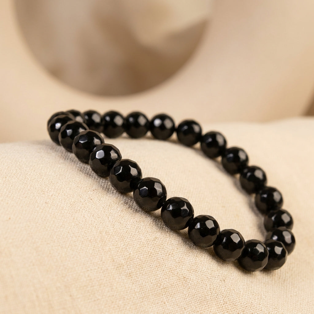 Obsidian Grounding Bracelet - macro detail