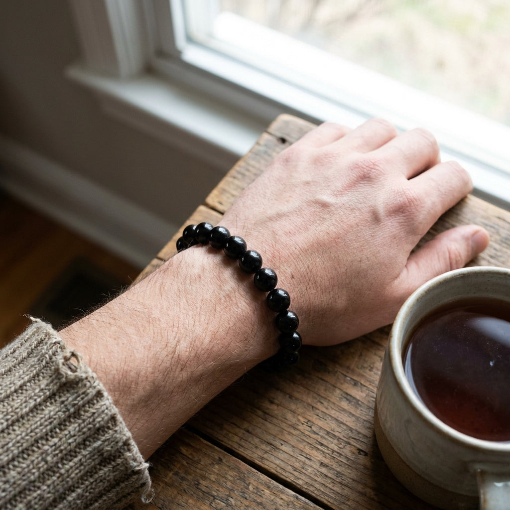 Obsidian Grounding Bracelet - worn on wrist