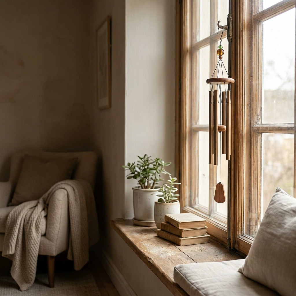 Vaastu wind chime near windowsill