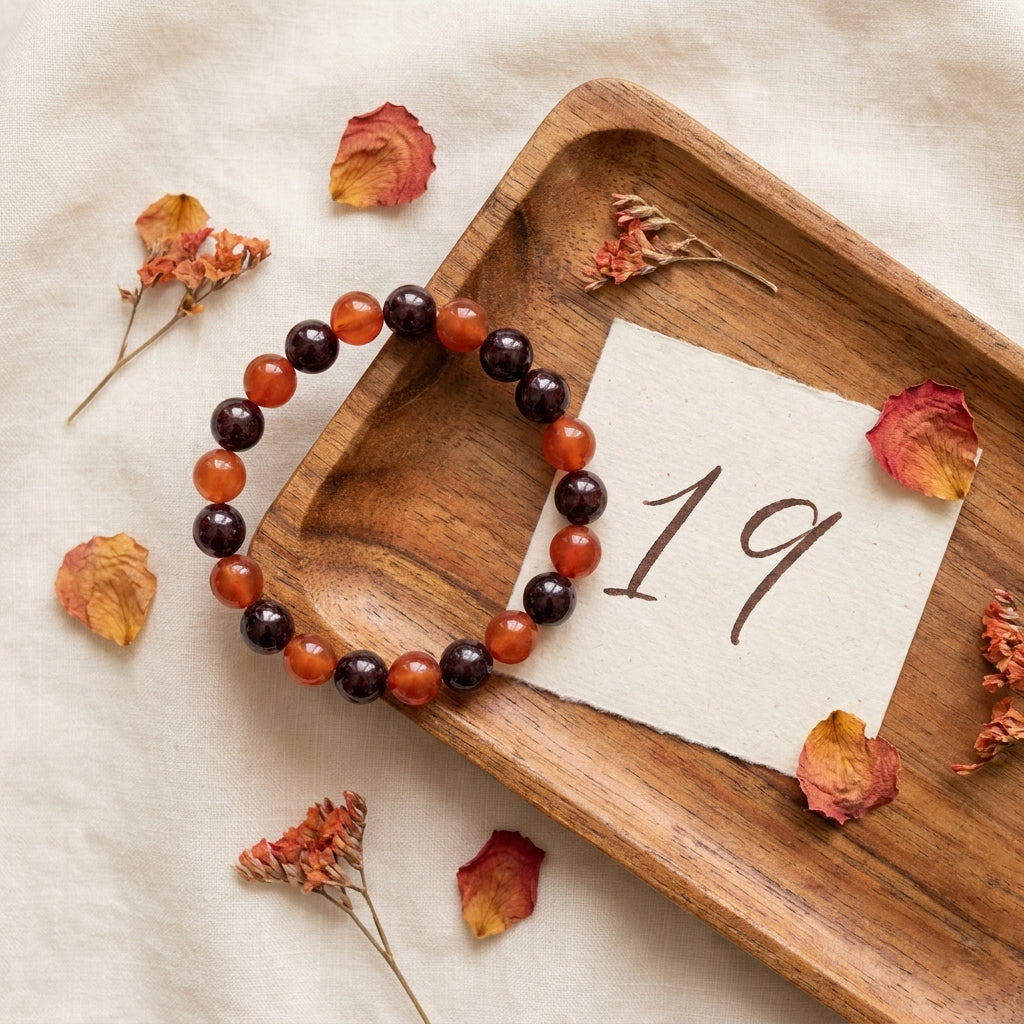 Number 1 & 9 Sun-Mars Numerology Bracelet - styled flat lay