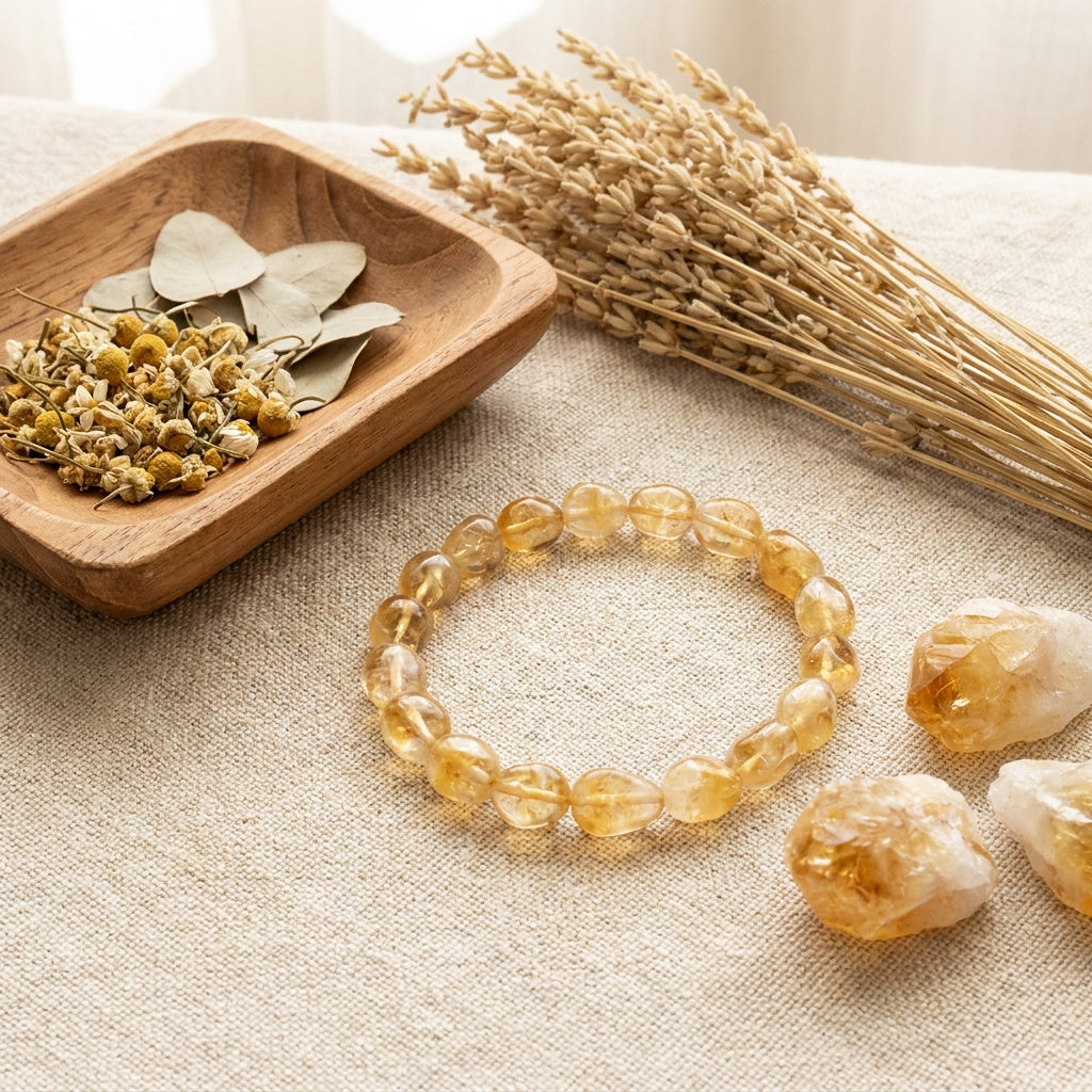 Citrine Abundance Bracelet - styled flat lay