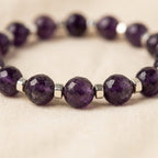 Capricorn Saturn Zodiac Bracelet - macro detail of amethyst beads