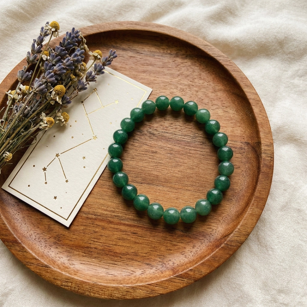 Gemini & Virgo Mercury Zodiac Bracelet styled flat-lay with astrology props