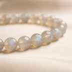 Cancer Moon Zodiac Bracelet - macro detail of moonstone beads