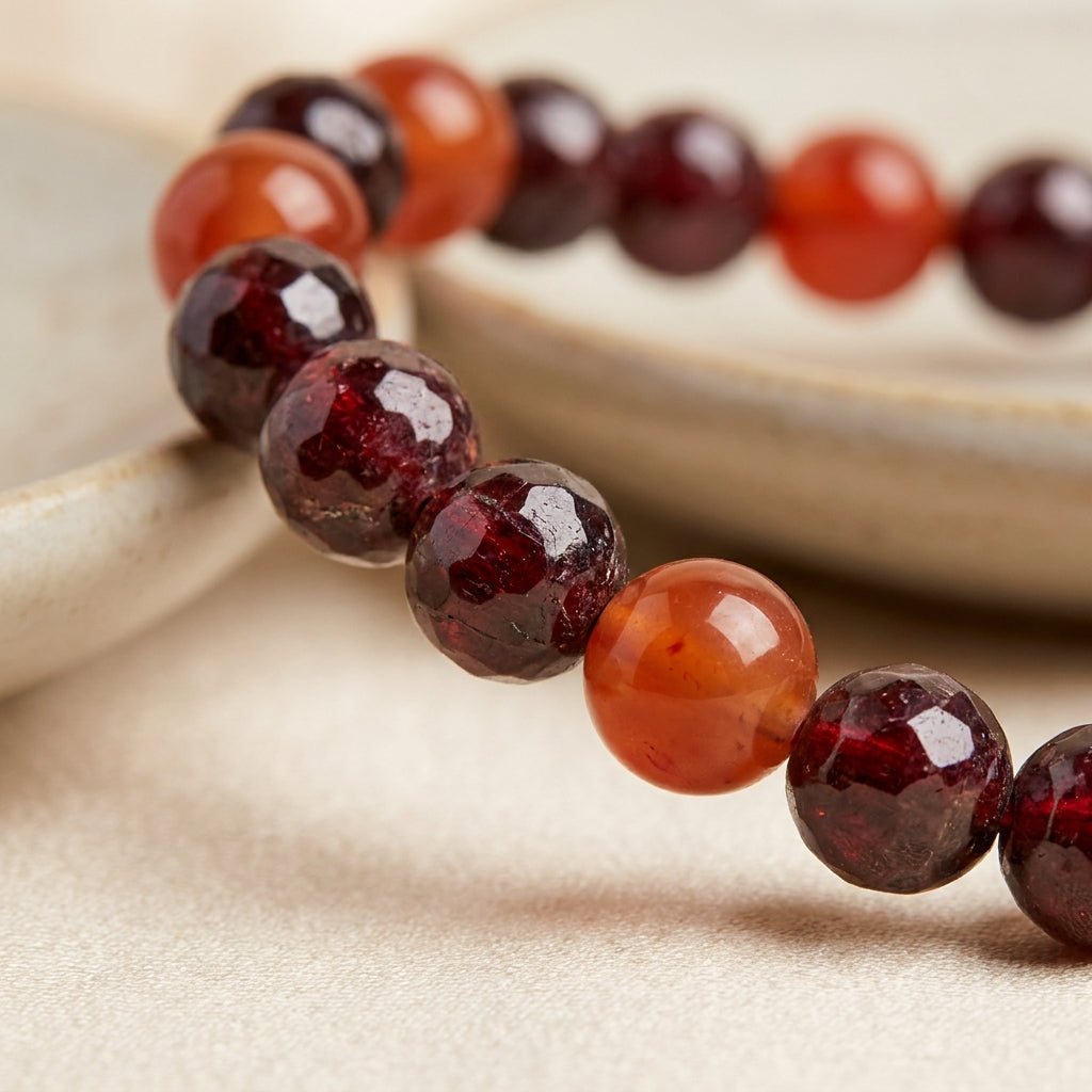 Number 1 & 9 Sun-Mars Numerology Bracelet - macro bead detail