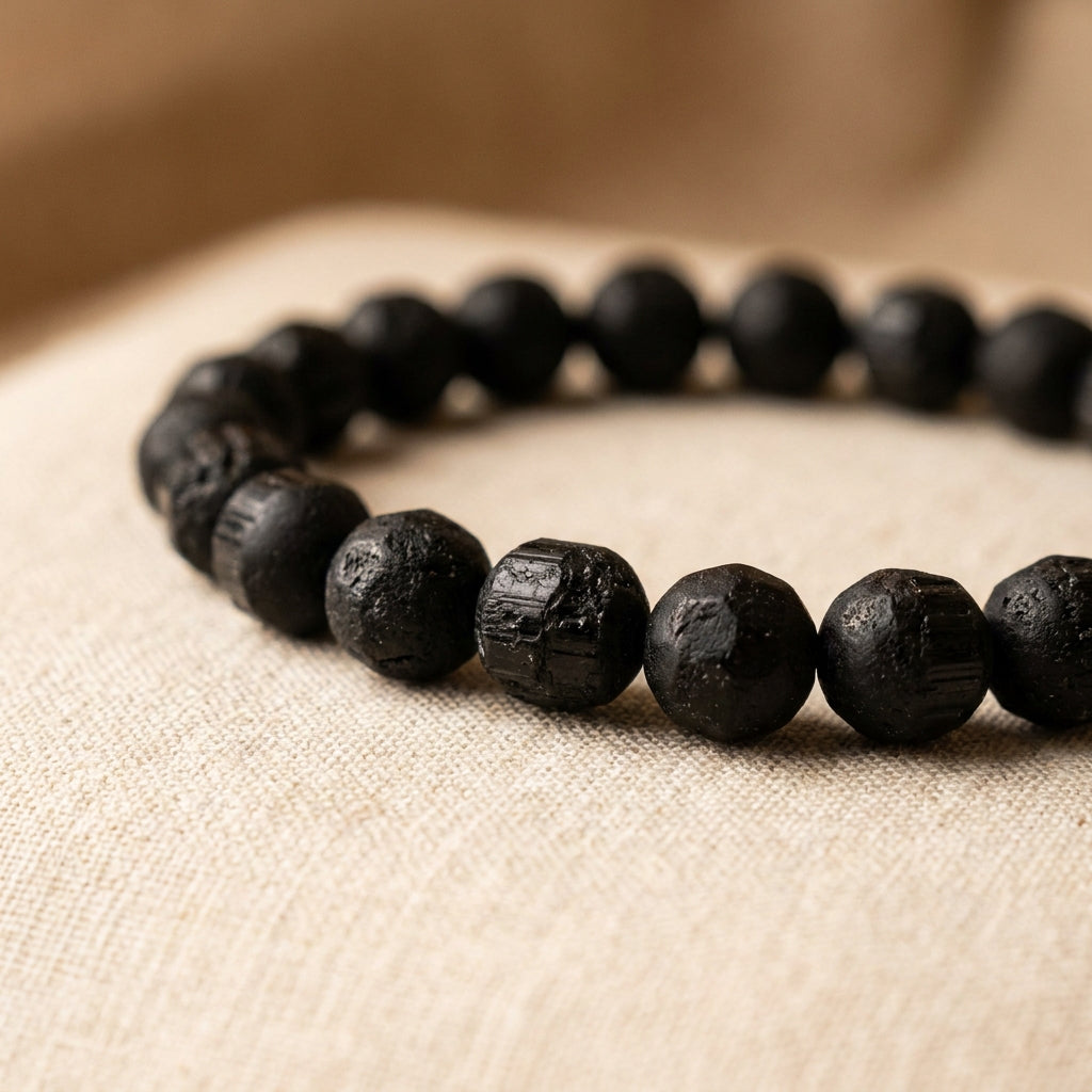 Black Tourmaline Protection Bracelet - macro detail