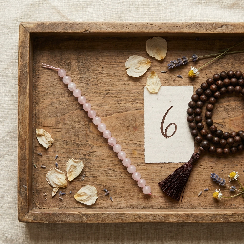 Number 6 Venus Numerology Bracelet - styled flat lay