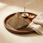 Energized brass Shree Yantra pyramid styled flat-lay