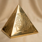 Brass Shree Yantra pyramid, detail texture