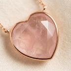 Taurus Venus Zodiac Pendant - macro detail of rose quartz heart