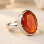 Scorpio Mars Zodiac Ring - macro detail of carnelian stone