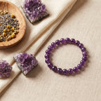 Amethyst Calm Mind Bracelet - styled flat lay