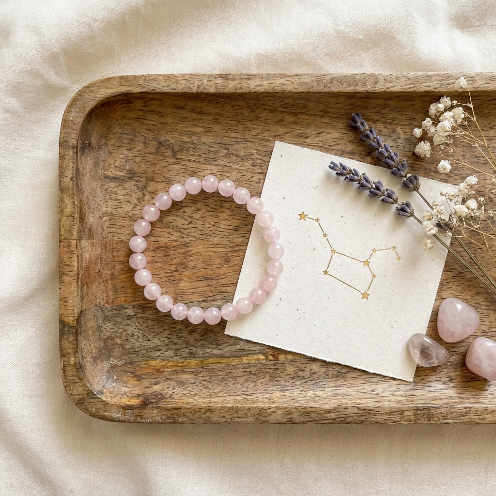 Taurus & Libra Venus Zodiac Bracelet styled flat-lay with astrology props