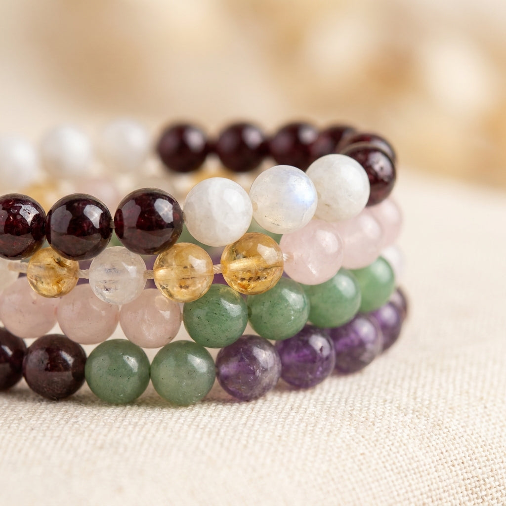 Numerology Birth Number Combo Bracelet Set - macro bead detail
