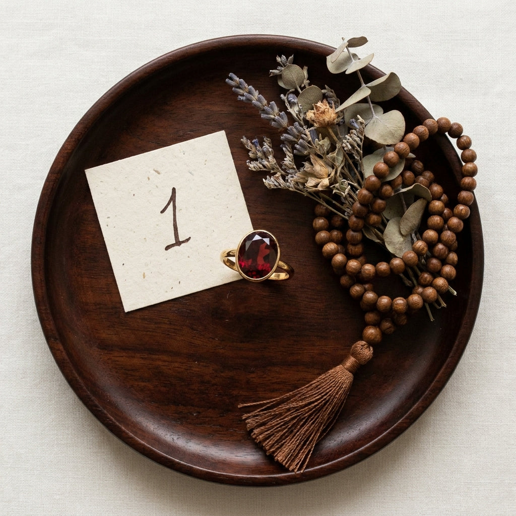 Number 1 Sun Numerology Ring - styled flat lay