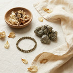 Pyrite Wealth & Abundance Bracelet - styled flat lay
