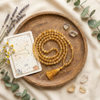 Pisces Jupiter Zodiac Mala styled flat-lay with astrology props