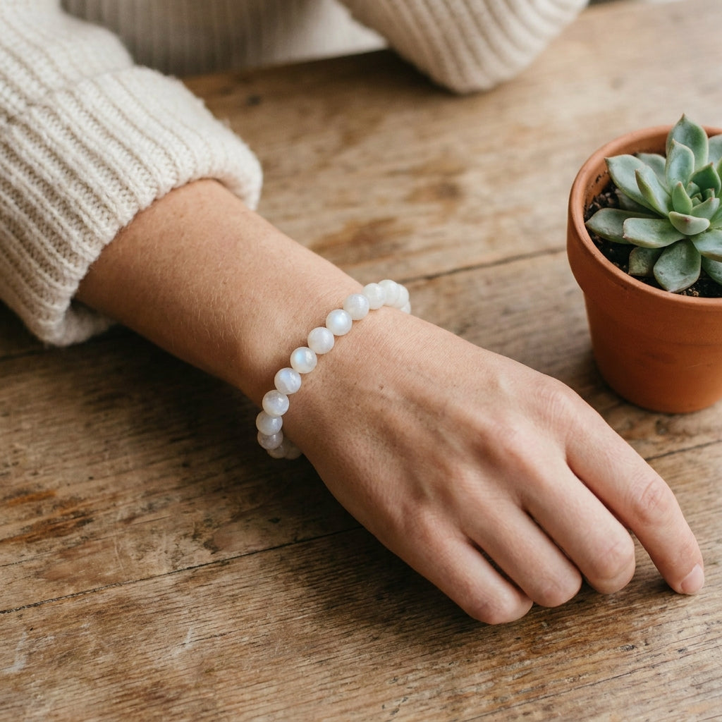 Moonstone Intuition Bracelet - worn on wrist
