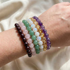 Zodiac Birthstone Bracelet Set worn stacked on wrist