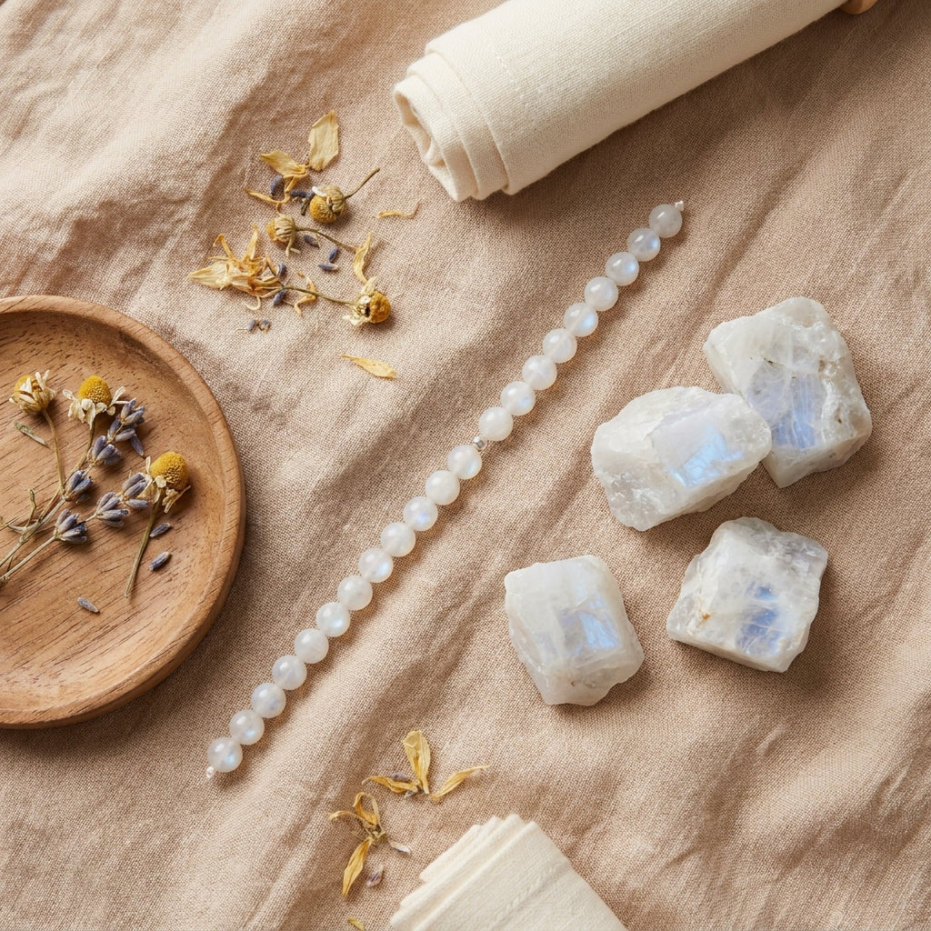 Moonstone Intuition Bracelet - styled flat lay