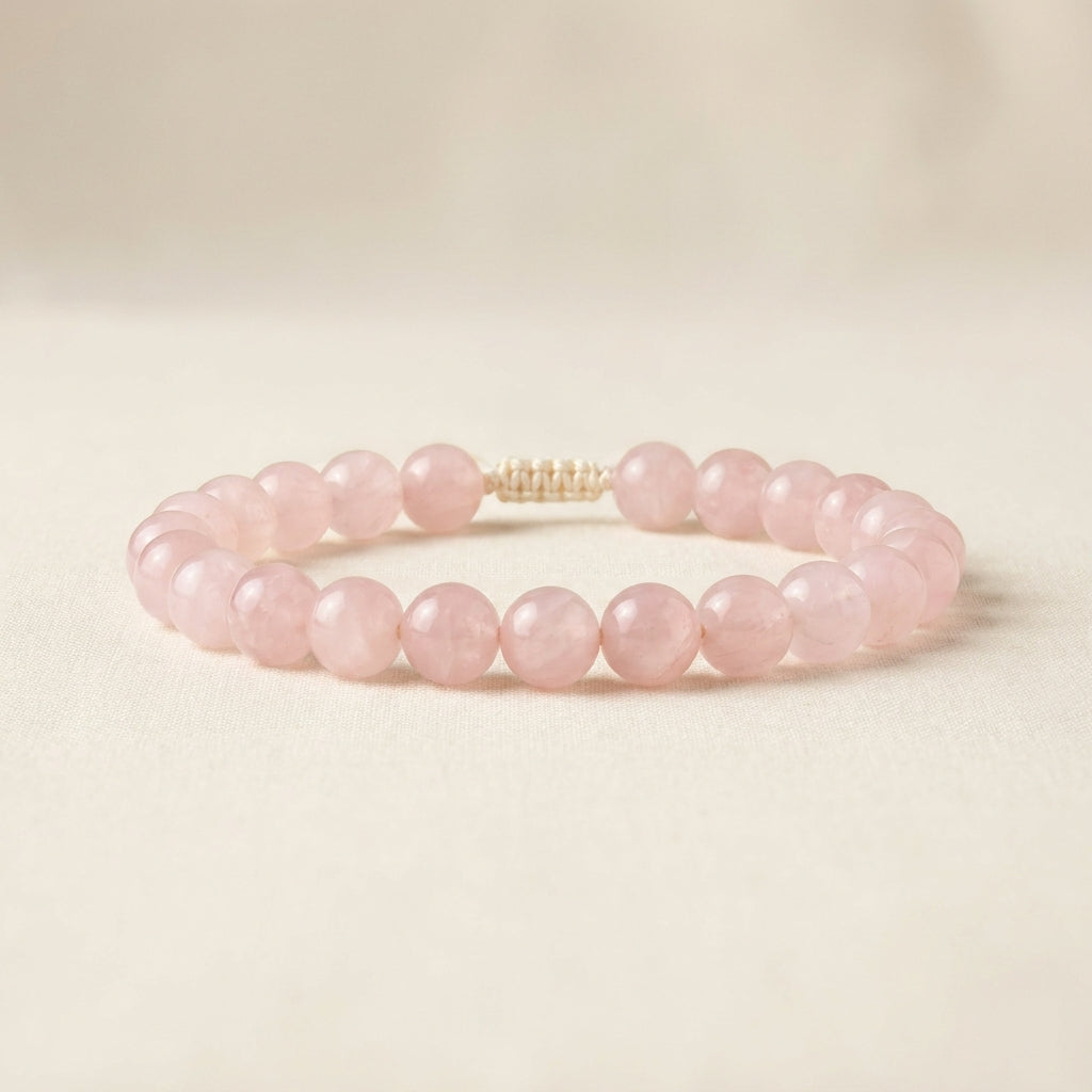 Taurus & Libra Venus Zodiac Bracelet - rose quartz beads hero shot