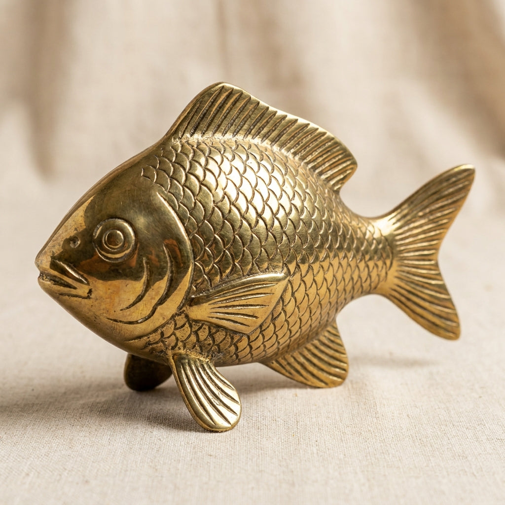 Brass fish ornament, detail texture