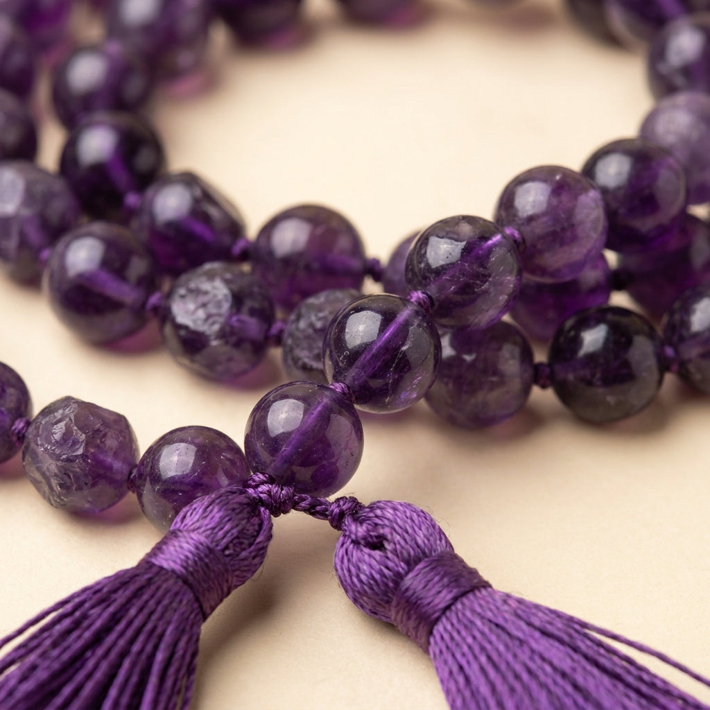Number 8 Saturn Numerology Mala - macro bead detail