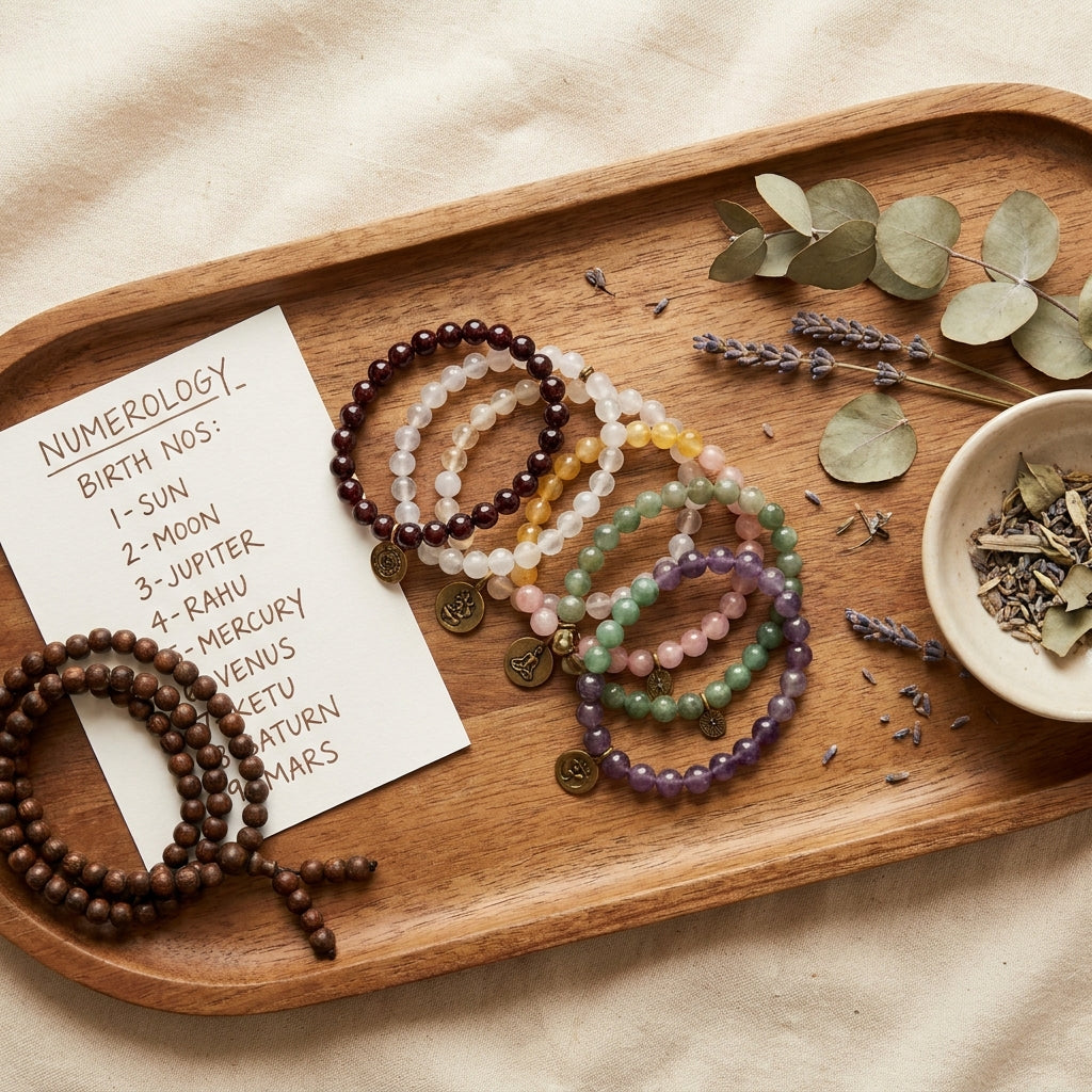 Numerology Birth Number Combo Bracelet Set - styled flat lay