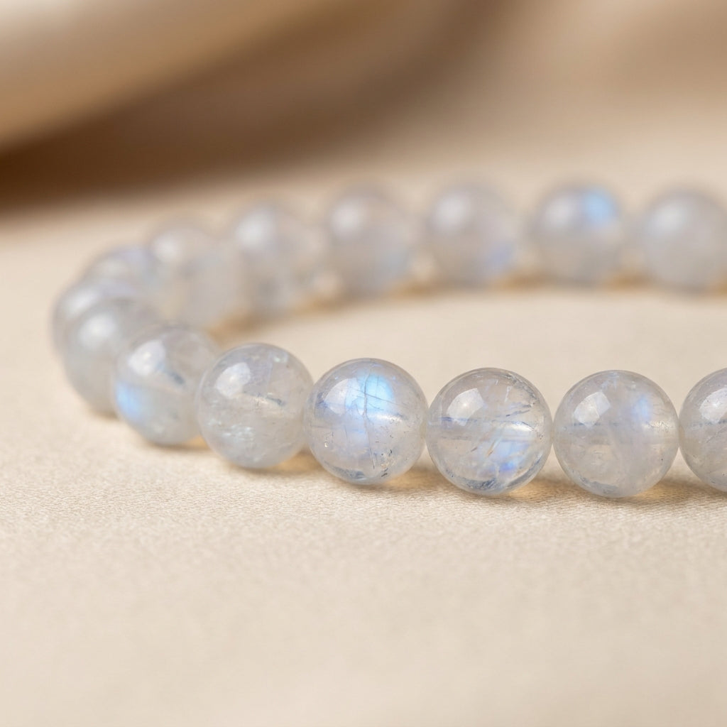 Number 2 Moon Numerology Bracelet - macro bead detail