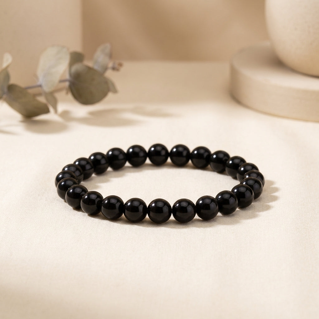 Obsidian Grounding Bracelet - front view