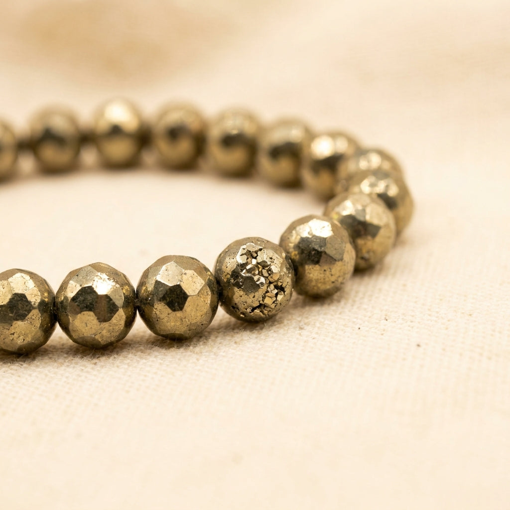 Pyrite Wealth & Abundance Bracelet - macro detail