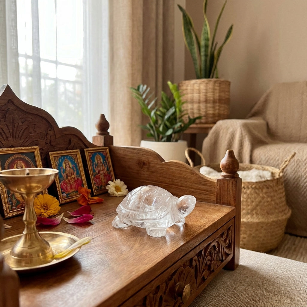 Crystal tortoise on home altar
