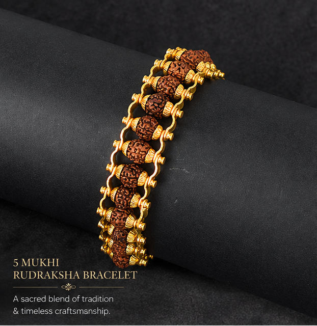 Gold Plated Modern Rudraksha Bracelet