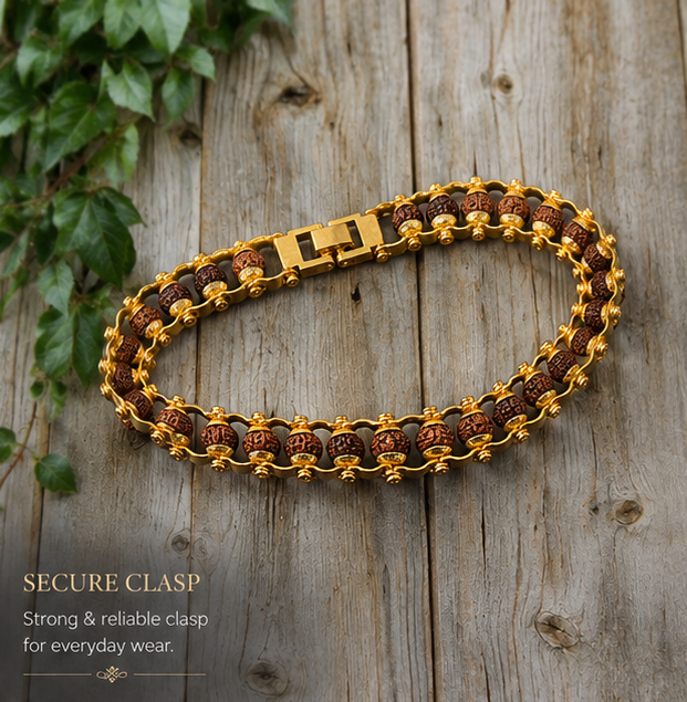 Gold Plated Modern Rudraksha Bracelet