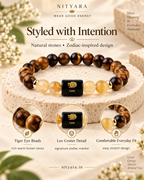 Leo Tiger Eye and Citrine bracelet — zodiac symbol detail