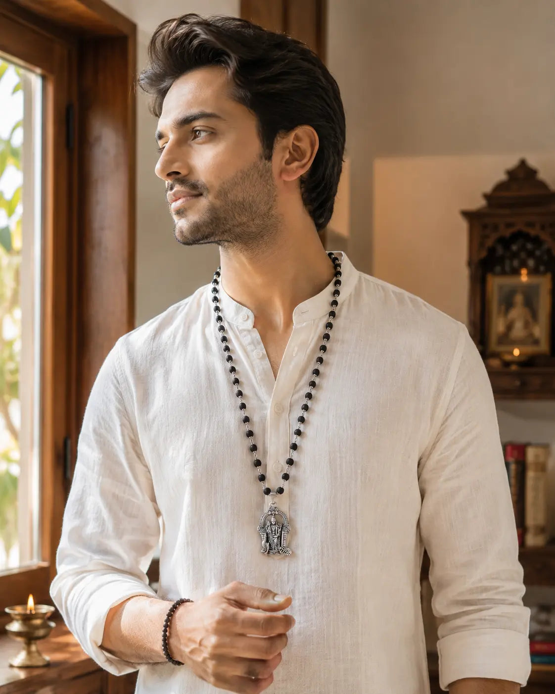Silver Plated Eternal Karungali Mala (Ebony Wood)