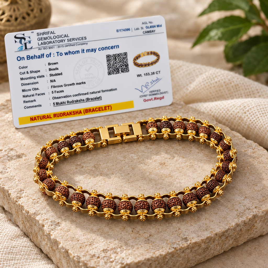 Gold Plated Modern Rudraksha Bracelet