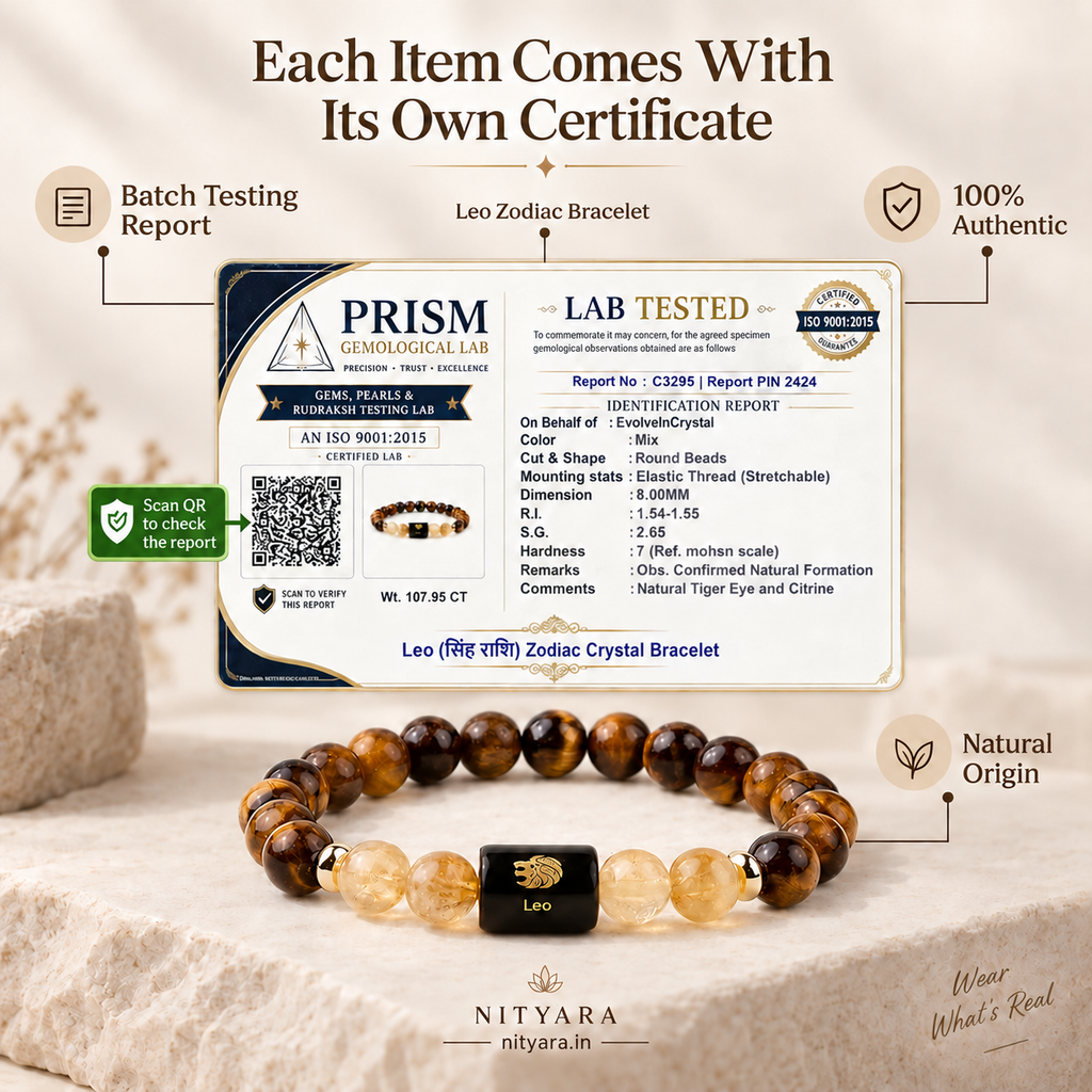 Leo Tiger Eye and Citrine zodiac bracelet — construction detail