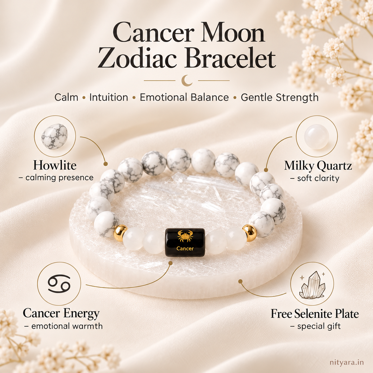 Cancer Moon Zodiac Bracelet