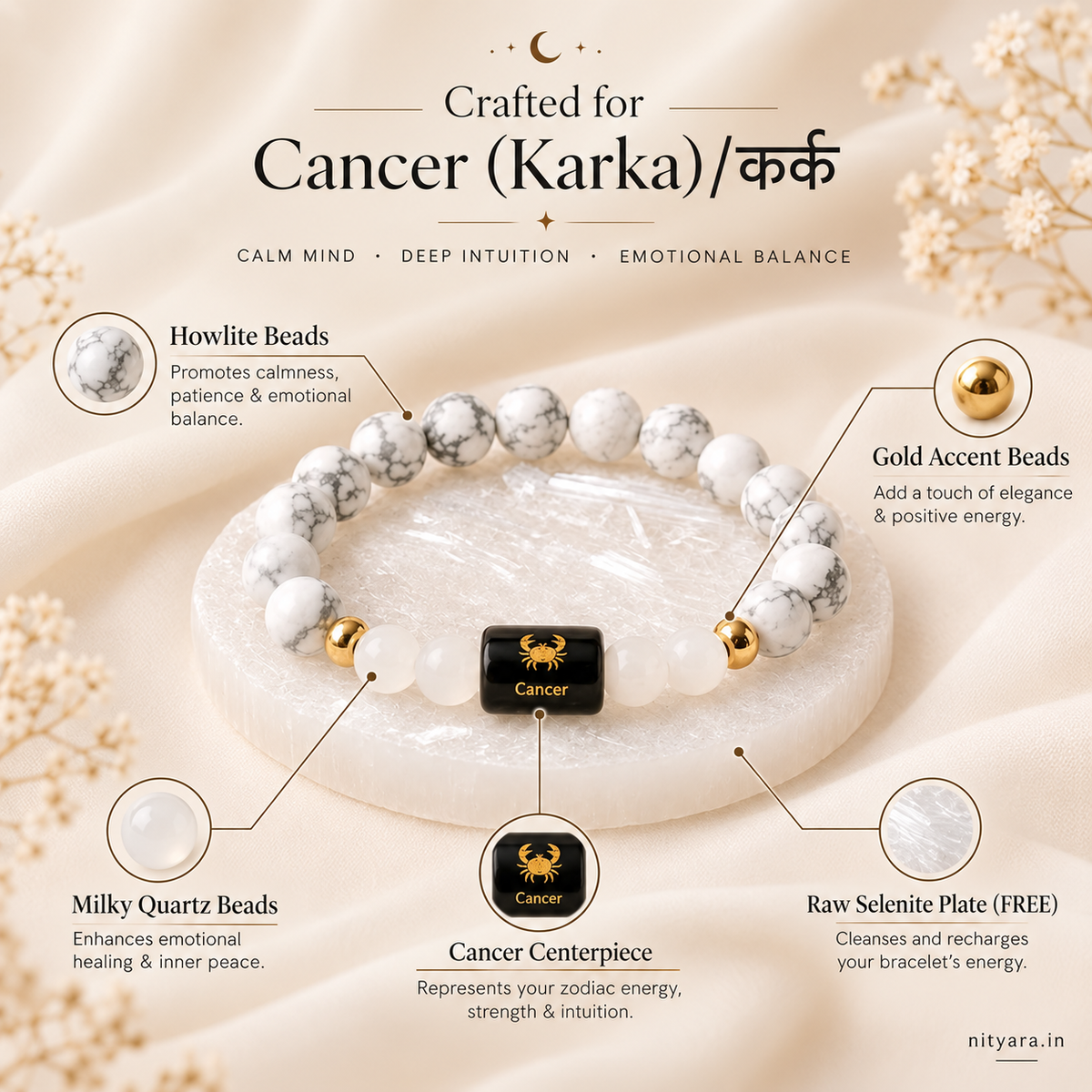 Cancer Moon Zodiac Bracelet