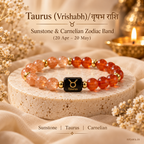 Taurus (वृषभ राशि) Sunstone & Carnelian Zodiac Band