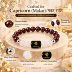 Capricorn (मकर राशि) Zodiac Garnet & Milky Quartz Bracelet