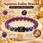 Aquarius (कुंभ राशि) Zodiac Amethyst & Lapis Lazuli Bracelet