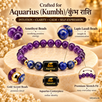 Aquarius (कुंभ राशि) Zodiac Amethyst & Lapis Lazuli Bracelet