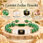 Gemini (मिथुन राशि) Zodiac Green Aventurine & Milky Quartz Bracelet