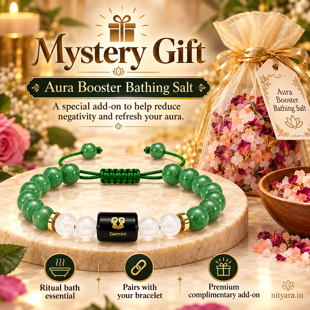 Gemini (मिथुन राशि) Zodiac Green Aventurine & Milky Quartz Bracelet — Crystal texture