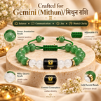 Gemini (मिथुन राशि) Zodiac Green Aventurine & Milky Quartz Bracelet